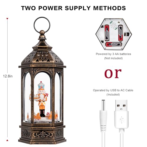 Animated Gingerbread Nutcracker Water Lantern Christmas Decor - USB & Battery Operated