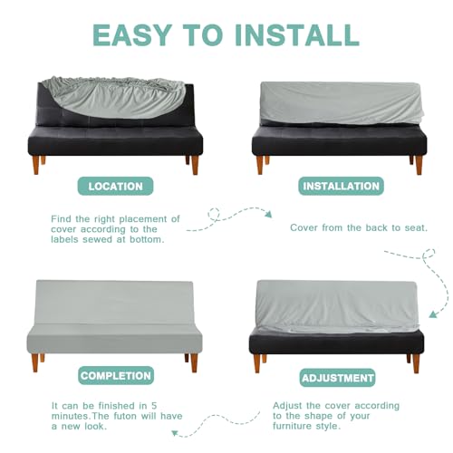 Waterproof Futon Cover for Armless Sofa Bed, Grey - Leakproof & Scratch-Resistant Protector