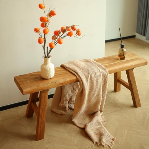 ZPrestiCraft 31.5in Rustic Farmhouse Wooden Bench - Narrow Indoor Entryway Seat