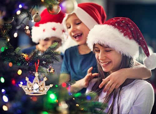 Metal Crown Christmas Ornament with Rhinestones – Decorative Keepsake