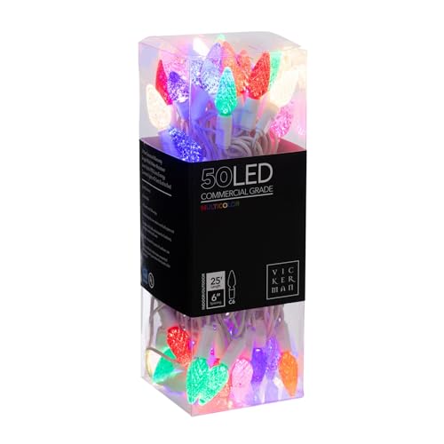 Vickerman Multi-Colored LED Set 50 Light C6 on White Wire - Energy-Efficient Christmas Lights