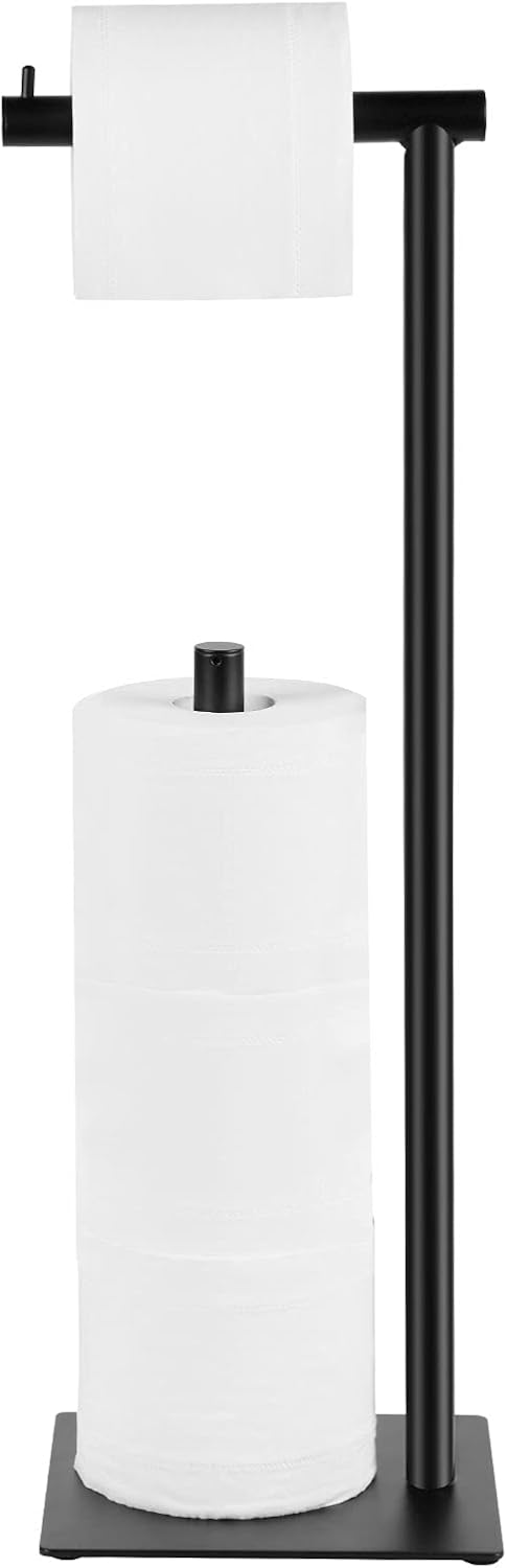 Regine Switzerland Black Toilet Paper Holder - Stylish Free Standing Tissue Roll Dispenser for Farmhouse Bathrooms