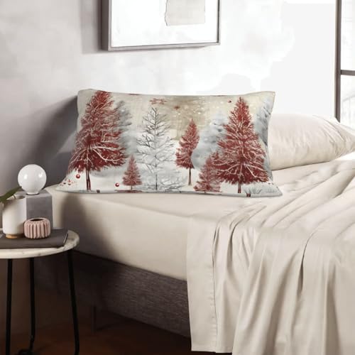 Snowflake Winter Forest 14x20 Pillow Cover - HSYOYO Decorative Rectangular Throw Pillow Case