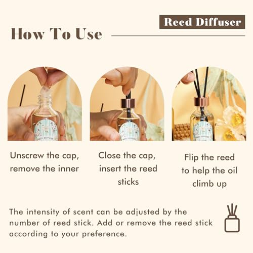 Reed Diffuser Set, Linen Vanilla Citrus Scented Oil Diffusers with 15 Sticks