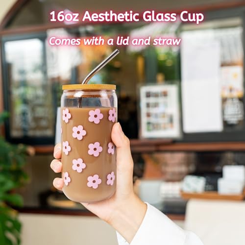 Birthday Gift Box for Her with Daisy Aesthetic Glass Cup and Spa Set