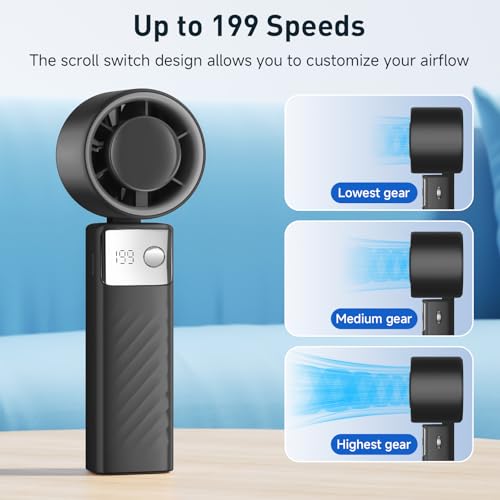 YOSHENMO Portable Handheld Turbo Fan Foldable Mini Fan LED Display