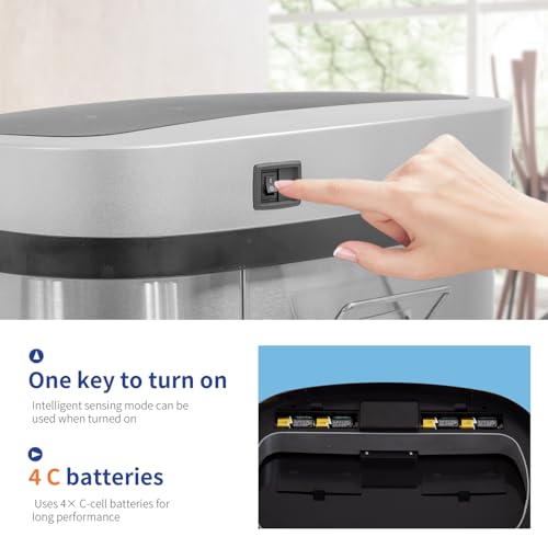 13 Gallon Stainless Steel Automatic Trash Can with Touchless Lid