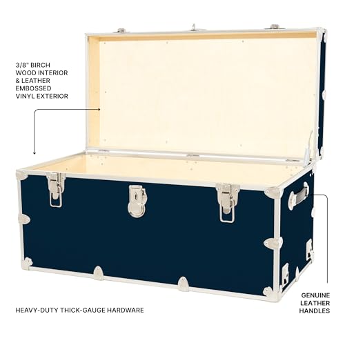 XXL Classic Storage Trunk with Wheels, 36-Inch Heavy-Duty Dorm Chest Bench
