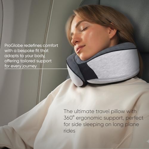 Memory Foam Travel Neck Pillow with Eye Mask & Earplugs - Grey