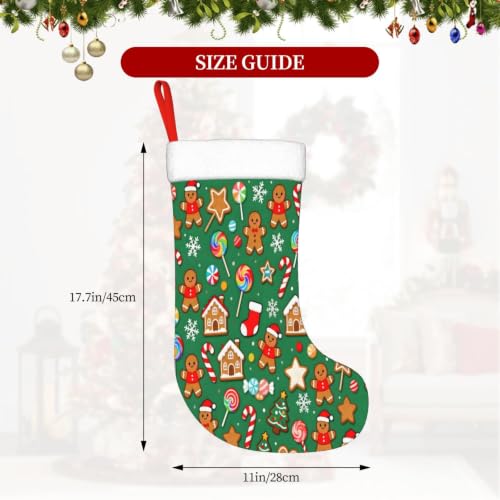 Christmas Stockings with Gingerbread Man Candy Snowflake Design - Holiday Decor