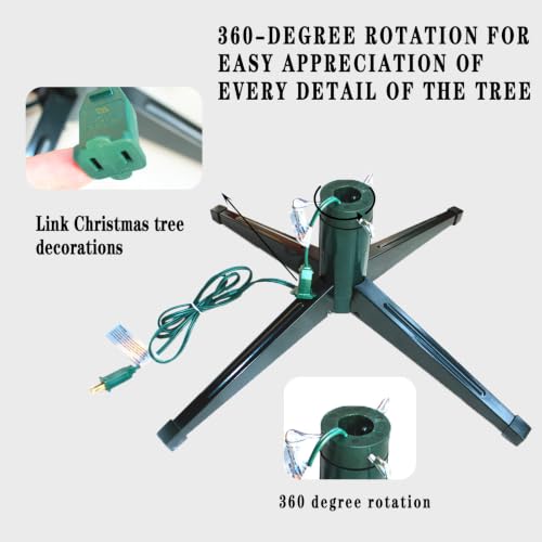 360 Rotating Christmas Tree Stand with Power Socket - Heavy Duty Base