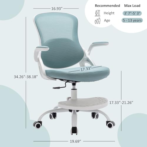 Ergonomic Kids Desk Chair with Adjustable Height, Footrest, and Swivel Mesh