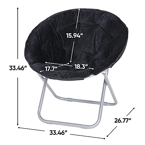Folding Moon Chair, Padded Faux-Fur Lounge Chair for Bedroom and Dorm