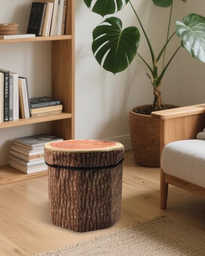 Tree Stump Fruit Storage Ottoman - Collapsible Kids Toy & Seat Chest