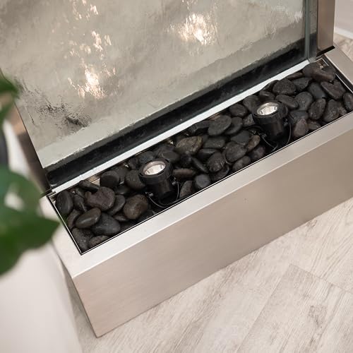 72-Inch Floor Standing Waterfall Fountain with LED Lights and Stones