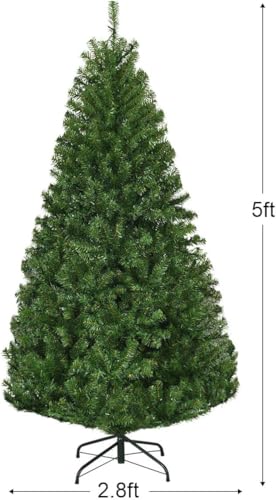 5FT Pre-Lit Artificial Christmas Tree - 150 LED Lights & 600 Branch Tips