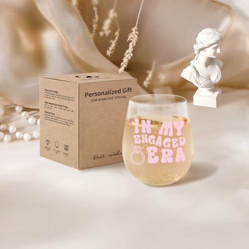 Pink 15 Oz Engagement Wine Glass - In My Engaged Era Gift for Women