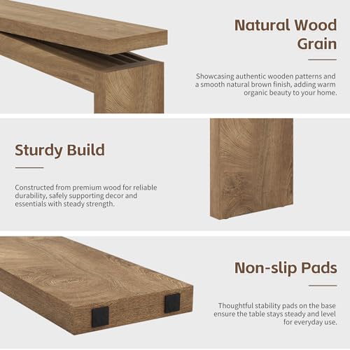 63-Inch Wooden Console Table, Narrow Farmhouse Sofa Table for Entryway