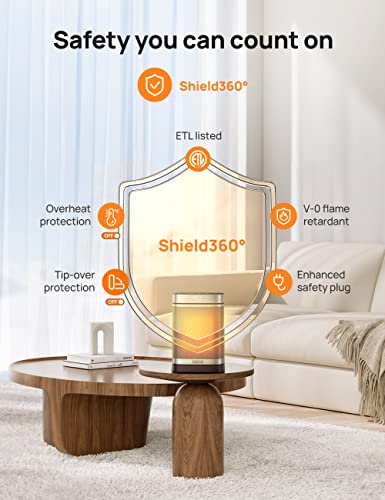 Portable Ceramic Space Heater for Bathroom and Indoor with Safety Plug