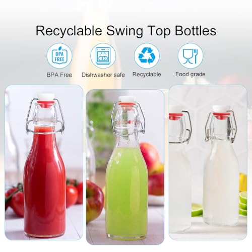 8.5oz Swing Top Glass Bottles, Airtight Flip Top Beverage Storage 4 Pack