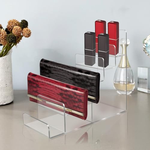 4-Tier Acrylic Wallet Display Stand, Clear Purse & Jewelry Organizer