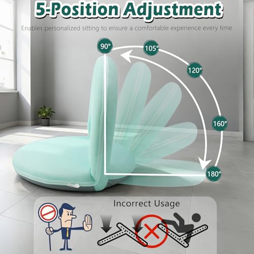 Adjustable Folding Floor Chair with Back Support for Gaming and Reading