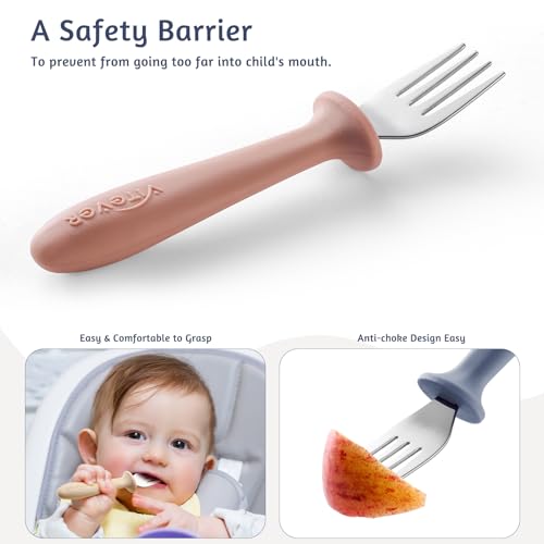 Toddler Forks 6-Piece Set with Silicone Handle Stainless Steel