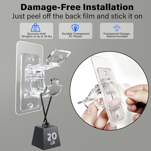 No-Drill Self-Adhesive Curtain Rod Holders, Clear Stick-On Brackets (6-Pack)