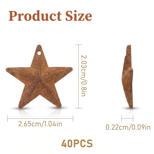 40 Pcs Rustic Metal Barn Star Decorations - Antique Mini Hanging Stars for Farmhouse & Crafts