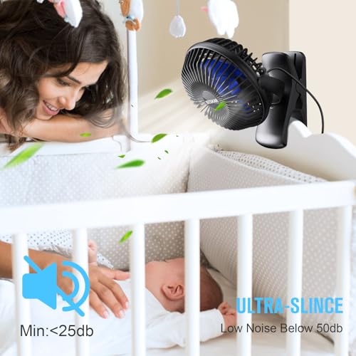 USB Clip on Fan Portable Small Desk Fan with 3 Speeds and Sturdy Clamp