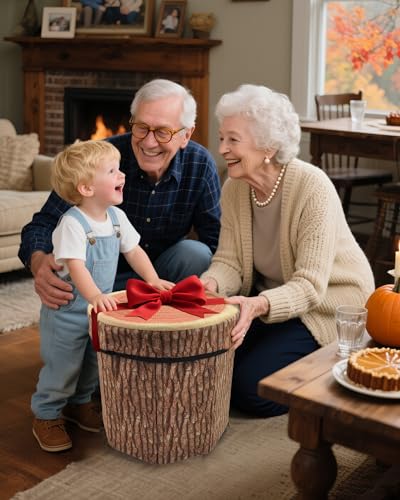 Tree Stump Fruit Storage Ottoman - Collapsible Kids Toy & Seat Chest