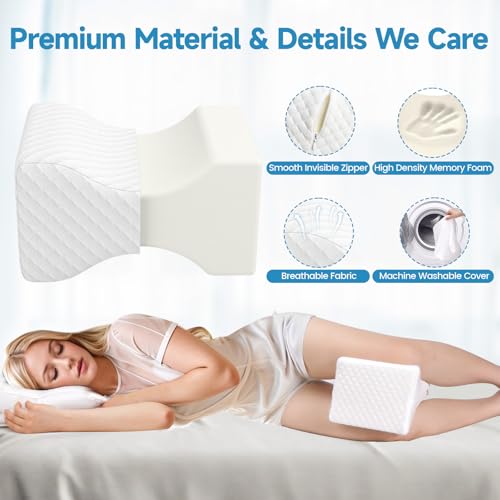 Memory Foam Knee Pillow for Side Sleepers - Ergonomic Leg Support