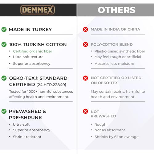 DEMMEX Organic Cotton Turkish Bath & Beach Towel 71x36 Beige - Soft & Absorbent