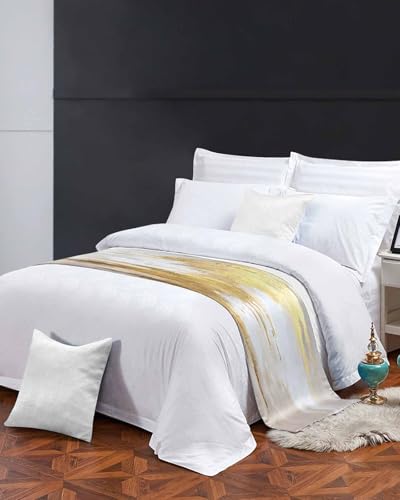 Gold & Grey Abstract Bed Runner Scarf for Cal King Size Bed - 102"x20"