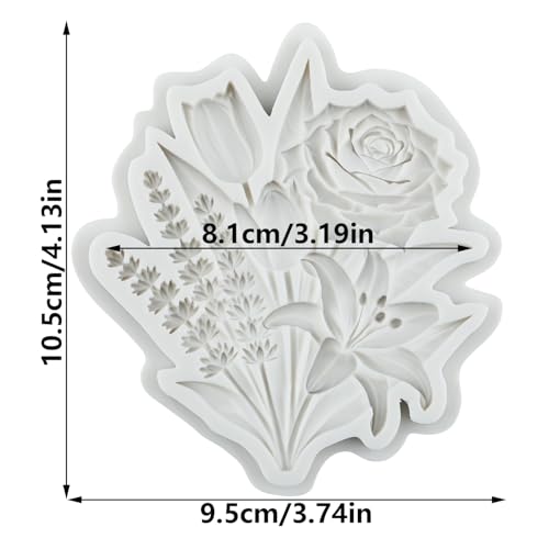 QDMOLDS Flower Silicone Mold Lavender Tulip Rose Lily - Style I