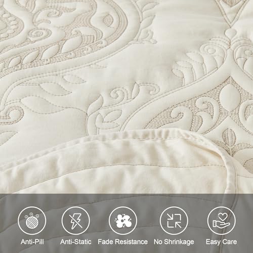 Oversized Twin Bedspread Set - 4-Piece Paisley Reversible Microfiber Coverlet