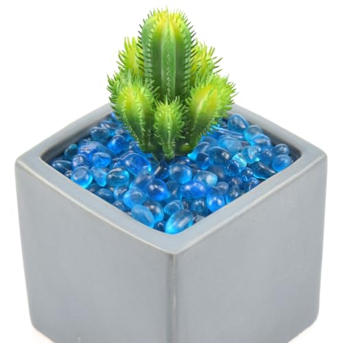 Lake Blue Glass Pebbles 1 lb - Irregular Sea Glass Stones for Vases & Aquariums