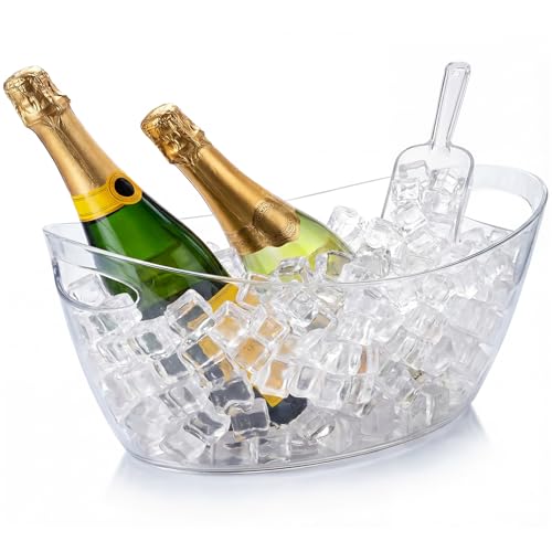 Clear Acrylic Ice Bucket with Scoop - 5L Beverage Tub for Wine & Beer