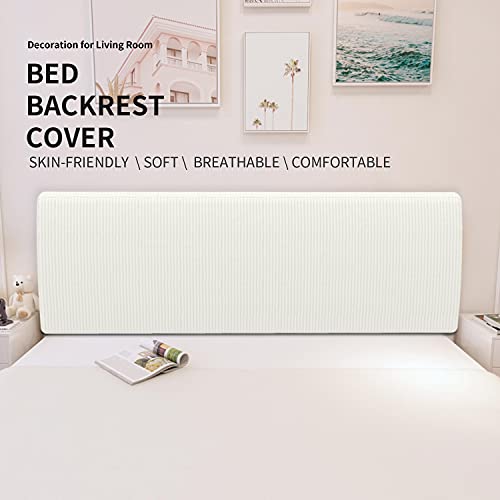 Stretch Jacquard Bed Headboard Cover - King Size, Cream