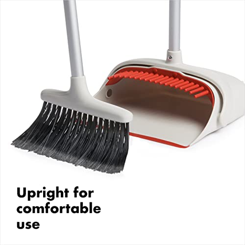 Upright Broom and Dustpan Set with Built-In Comb & Stand-Up Storage