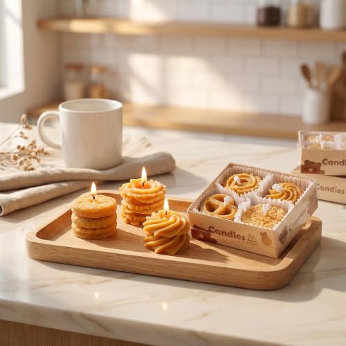 Cookie-Shaped Candles 4-Pack Coffee Milk Scent | Handcrafted Soy Wax