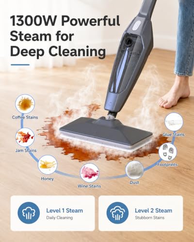 Steam Mop 14-in-1 Cleaner with Detachable Handheld Option