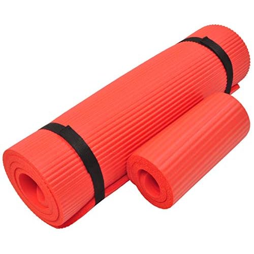 Fitvids All Purpose 1/2-Inch Extra Thick High Density Anti-Tear Exercise Yoga Mat and Knee Pad with Carrying Strap, Multiple Colors