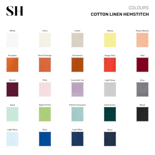 Solino Home Cotton Linen Table Runner White Hemstitch 14 x 132 in - Handmade, Machine Washable