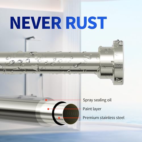 Mcrbeay Heavy Duty Tension Shower Curtain Rod 28-74 Inch Brushed Nickel No Drill