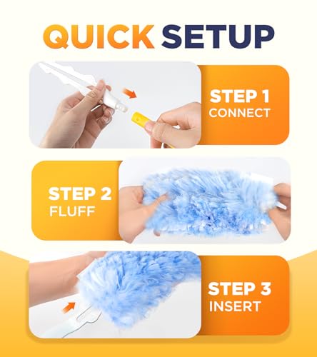 Heavy Duty 360 Microfiber Duster Starter Kit - 20 Refills with Handle