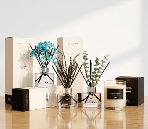 Eucalyptus Mint Reed Diffuser Set with Decorative Flowers and Essential Oils