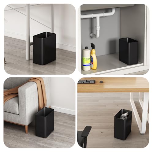 Small Stainless Steel Bathroom Trash Can, 2.1 Gallon Open-Top Wastebasket