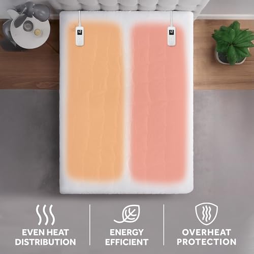 King Size Quilted Heated Mattress Pad, 12 Heat Settings & Auto Shut-Off