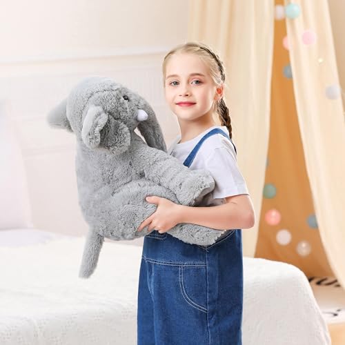 5 lb Weighted Elephant Stuffed Animal, 16-Inch Soft Plush Pillow